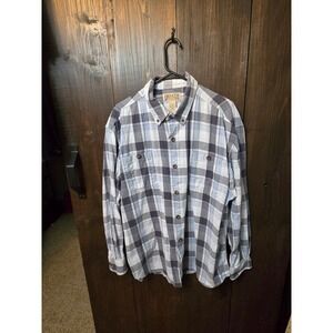 Duluth Trading Co Mens XL Free Swingin Flannel Shirt Blue Plaid Cotton 52007‎